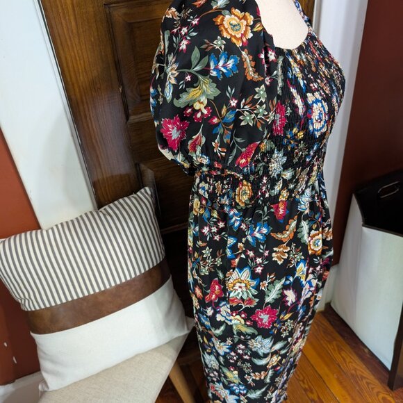 Smocked Floral Jumpsuit with Tie Back - Picture 3 of 6